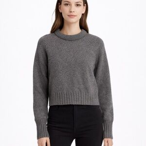 No Name cashmere rolled crewneck Gray Sweater NEW